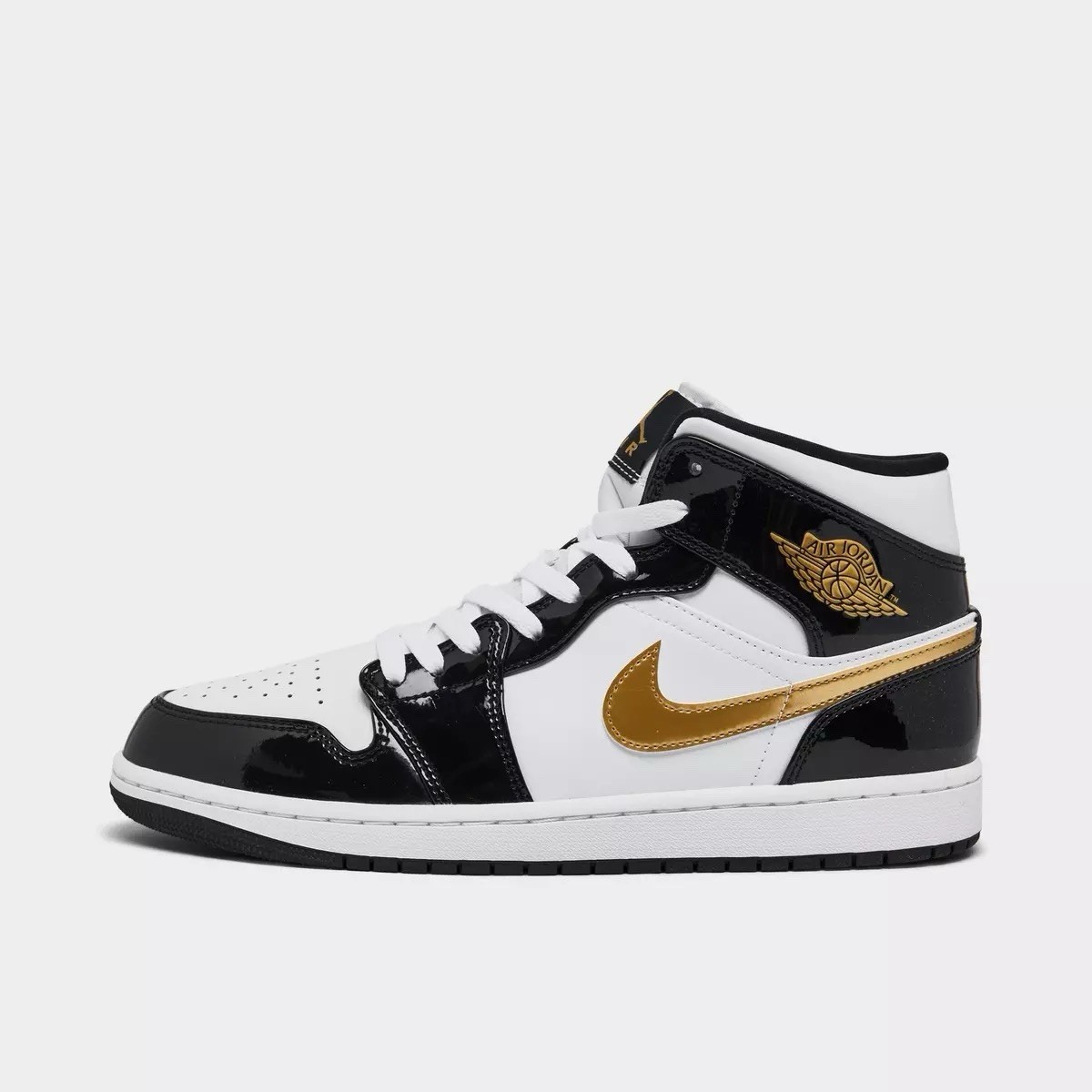 کتونی جردن 1 نیم ساق طلایی   Jordan 1 Mid Patent Gold 852542-007
