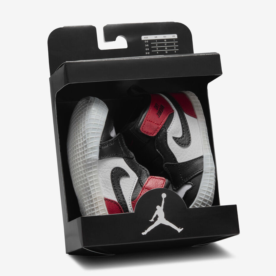 کتونی جردن وان مید Jordan 1 High Black Toe Baby Cot bootie  HJ9289-0618
